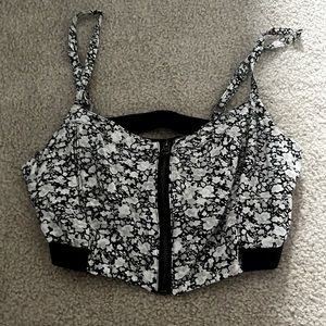zip up floral crop top